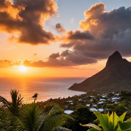 Caribbean Holidays, Guadeloupe Instagram Hotspots, P&egrave;re-Labat viewpoint overlooking Guadeloupe&rsquo;s coastline at sunset, with tropical vegetation and dramatic Caribbean sky