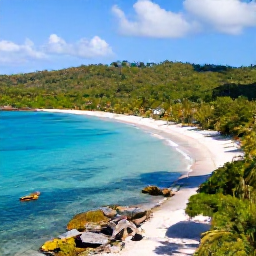 Caribbean Holidays, Guadeloupe Instagram Spots, Aerial view of turquoise Caribbean water, white sand and lush green coastline in Guadeloupe, bright natural light