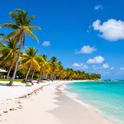 Caribbean Holidays, Guadeloupe Instagram Spots, Bright tropical beach in Guadeloupe with turquoise water, palm trees and a relaxed holiday atmosphere