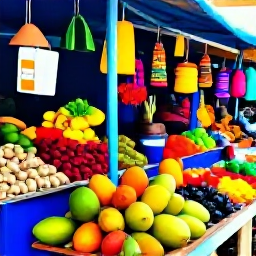 Caribbean Holidays, Guadeloupe Instagram Spots, Colourful market stalls at Sainte-Anne market in Guadeloupe, displaying tropical fruit, spices, flowers and handmade crafts
