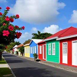 Caribbean Holidays, Guadeloupe Instagram Spots, Colourful wooden houses, tropical flowers and a charming street in Pointe-&agrave;-Pitre, Guadeloupe
