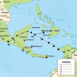 Caribbean Holidays, Guadeloupe Island Hopping, A friendly travel planning scene showing a Caribbean map, ferry routes between Guadeloupe, Dominica and Saint Lucia, and January holiday notes