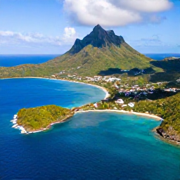Caribbean Holidays, Guadeloupe Island Hopping, Aerial view of Guadeloupe's turquoise coastline, green mountains and nearby Caribbean islands under bright sunshine