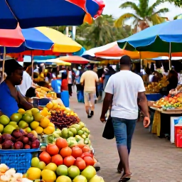 Caribbean Holidays, Guadeloupe Island Hopping, Traveller walking through a colourful Guadeloupe market with tropical fruit, spices and local produce