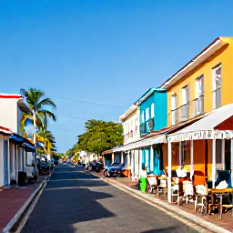 Caribbean Holidays, Guadeloupe January Breaks, Colourful streets and waterfront caf&eacute;s in Pointe-&agrave;-Pitre, Guadeloupe, on a bright January morning