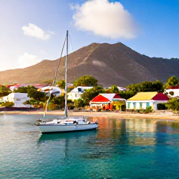 Caribbean Holidays, Guadeloupe June Trips, Colourful Caribbean harbour in Guadeloupe with yachts, tropical hills and bright morning light