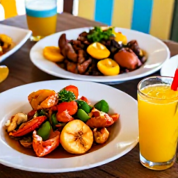Caribbean Holidays, Guadeloupe June Trips, Open-air Caribbean restaurant in Guadeloupe serving fresh seafood, tropical fruit and colourful local dishes