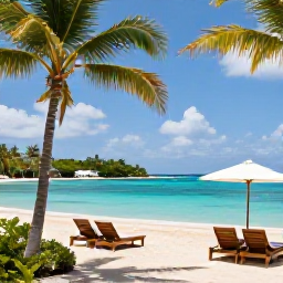 Caribbean Holidays, Guadeloupe Luxury, Elegant luxury resort overlooking a bright turquoise Caribbean bay in Guadeloupe, June sunshine, palm trees and a relaxed atmosphere
