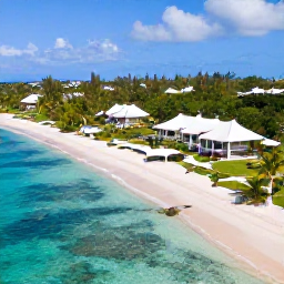 Caribbean Holidays, Guadeloupe Luxury Holidays, Aerial view of a luxury beachfront resort on Guadeloupe in January, turquoise sea, white sand and lush tropical gardens