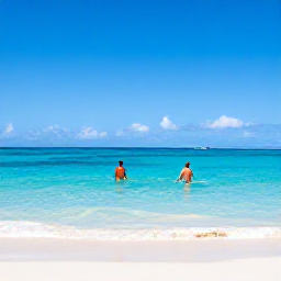 Caribbean Holidays, Guadeloupe Luxury Holidays, Couple snorkelling in clear Caribbean water near Guadeloupe, colourful fish and a quiet white-sand beach