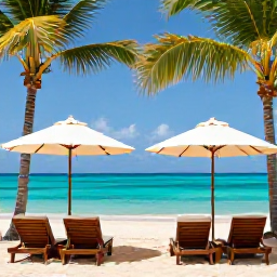 Caribbean Holidays, Guadeloupe Luxury Holidays, Luxury beachfront resort in Guadeloupe in October, with turquoise sea, palm trees and elegant sun loungers