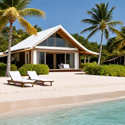 Caribbean Holidays, Guadeloupe Luxury Holidays, Luxury Guadeloupe beach setting with stylish sun loungers, clear water, soft white sand and a private villa surrounded by tropical gardens