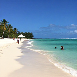 Caribbean Holidays, Guadeloupe March Breaks, White-sand beach near Sainte-Anne, Guadeloupe, with clear turquoise water, palm trees and people enjoying a sunny March afternoon