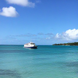 Caribbean Holidays, Guadeloupe Multi-Country, A small passenger ferry crossing turquoise Caribbean water between Guadeloupe and nearby French Caribbean islands under a bright September sky