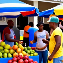 Caribbean Holidays, Guadeloupe Multi-Country, Colourful Creole market in Pointe-a-Pitre, Guadeloupe, with fresh tropical fruit, spices and friendly shoppers