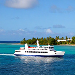 Caribbean Holidays, Guadeloupe Multi-Country, Traditional Caribbean ferry travelling across clear blue water between Guadeloupe and a neighbouring island