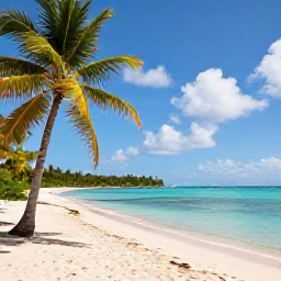 Caribbean Holidays, Guadeloupe October, Sunny Guadeloupe beach in October with calm turquoise water, palm trees and a relaxed Caribbean atmosphere