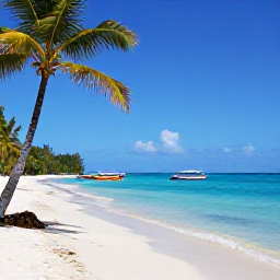 Caribbean Holidays, Guadeloupe October Tours, Quiet Caribbean beach on Les Saintes, Guadeloupe, with turquoise water, colourful boats and palm trees