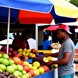 Caribbean Holidays, Guadeloupe Solo Holidays, Colourful Guadeloupe market with a solo traveller browsing tropical fruit, spices and local food stalls