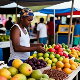 Caribbean Holidays, Guadeloupe Solo Holidays, Pointe-a-Pitre market in Guadeloupe with solo traveller browsing tropical fruit, spices and local crafts