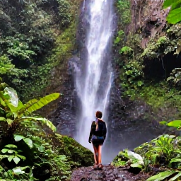 Caribbean Holidays, Guadeloupe Solo Holidays, Solo hiker walking through lush Guadeloupe rainforest towards a waterfall in Guadeloupe National Park