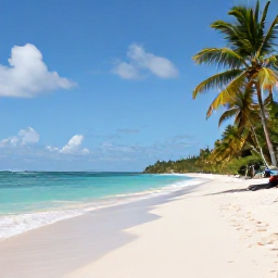 Caribbean Holidays, Guadeloupe Solo Holidays, Solo traveller relaxing on a bright Guadeloupe beach in December, with turquoise sea, palm trees and a quiet stretch of sand