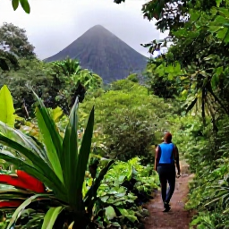 Caribbean Holidays, Guadeloupe Solo Holidays, Solo visitor exploring Basse-Terre rainforest trail near a waterfall, lush tropical plants and volcanic mountain scenery
