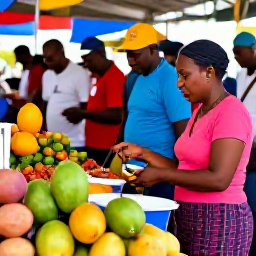 Caribbean Holidays, Guadeloupe Spa Breaks, Colourful Guadeloupe market with tropical fruit, spices, local crafts and friendly shoppers