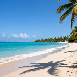Caribbean Holidays, Guadeloupe Spa Breaks, Golden sandy beach in Guadeloupe in July, calm turquoise water, snorkelling and shaded palm trees
