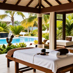Caribbean Holidays, Guadeloupe Spa Breaks, Relaxing Caribbean spa treatment in a stylish open-air resort surrounded by tropical greenery in Guadeloupe