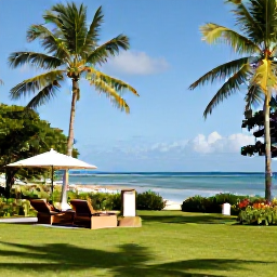 Caribbean Holidays, Guadeloupe Spa Breaks, Tranquil spa resort in Guadeloupe with palm trees, tropical gardens and a glimpse of the Caribbean Sea