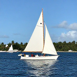 Caribbean Holidays, Guadeloupe Tours, A traditional boat sailing across the calm blue waters between the islands of Guadeloupe, with tropical coastline in the background