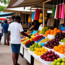 Caribbean Holidays, Guadeloupe Walking, A friendly local market in Guadeloupe with colourful fruit, spices and handmade goods during the Christmas season