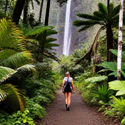 Caribbean Holidays, Guadeloupe Walking, A marked rainforest trail leading towards waterfalls in Guadeloupe National Park