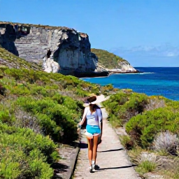 Caribbean Holidays, Guadeloupe Walking, A scenic coastal walking route on Grande-Terre, Guadeloupe, with limestone cliffs, green scrubland and bright blue Caribbean water