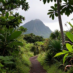 Caribbean Holidays, Guadeloupe Walking, A scenic walking trail through lush Guadeloupe rainforest with volcanic mountains and tropical foliage