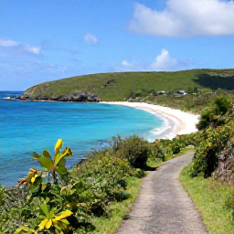 Caribbean Holidays, Guadeloupe Walking Holidays, A coastal walking path on Guadeloupe's Grande-Terre, overlooking turquoise water, white sand beaches and low green cliffs