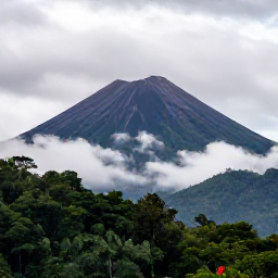Caribbean Holidays, Guadeloupe Walking Holidays, Wide view of La Soufri&egrave;re volcano and misty rainforest mountains in Guadeloupe