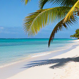 Caribbean Holidays, Guadeloupe Wellness, Quiet tropical beach in Guadeloupe with calm turquoise water, soft white sand and a shaded palm tree