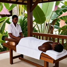 Caribbean Holidays, Guadeloupe Wellness, Traditional Guadeloupe spa treatment in a calm open-air setting surrounded by tropical plants