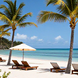 Caribbean Holidays, Haiti Adults Only, A relaxed adults-only beachfront resort in Haiti in June, with sun loungers, tropical palms and calm blue Caribbean water