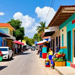 Caribbean Holidays, Haiti Adults Only, Colourful Haitian market street with local crafts, tropical produce and friendly atmosphere in spring sunshine