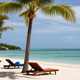 Caribbean Holidays, Haiti Adults Only, Relaxed adults-only resort beside a tropical Haitian beach in April, with palm trees, calm turquoise water and comfortable sun loungers