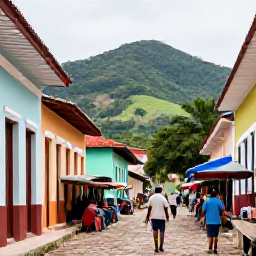 Caribbean Holidays, Haiti Adults Only, Travellers exploring a historic Haitian town with colourful buildings, local market stalls and nearby tropical hills