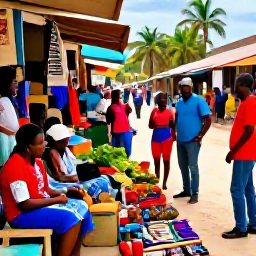 Caribbean Holidays, Haiti Adventure, Colourful Haitian market street with local traders, handmade crafts, tropical produce and visitors exploring respectfully