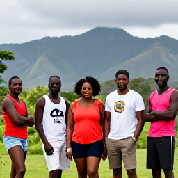Caribbean Holidays, Haiti Adventure, Friendly travellers enjoying a guided cultural and outdoor journey in Haiti, with mountains and tropical scenery in the background