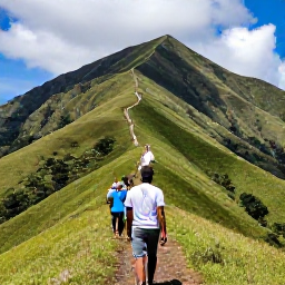 Caribbean Holidays, Haiti Adventure, Hikers crossing a green mountain trail in Haiti beneath a bright February sky