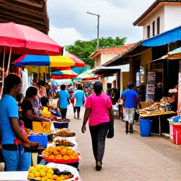 Caribbean Holidays, Haiti Adventure Holidays, A colourful Haitian market street with local food, handmade crafts and friendly shoppers in Port-au-Prince or Jacmel