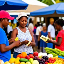 Caribbean Holidays, Haiti Adventure Holidays, A friendly local market in Haiti with colourful produce, handmade crafts and visitors experiencing the vibrant atmosphere