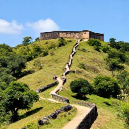Caribbean Holidays, Haiti Adventure Holidays, Visitors hiking through lush hills towards Citadelle Laferri&egrave;re in northern Haiti under bright Caribbean sunshine